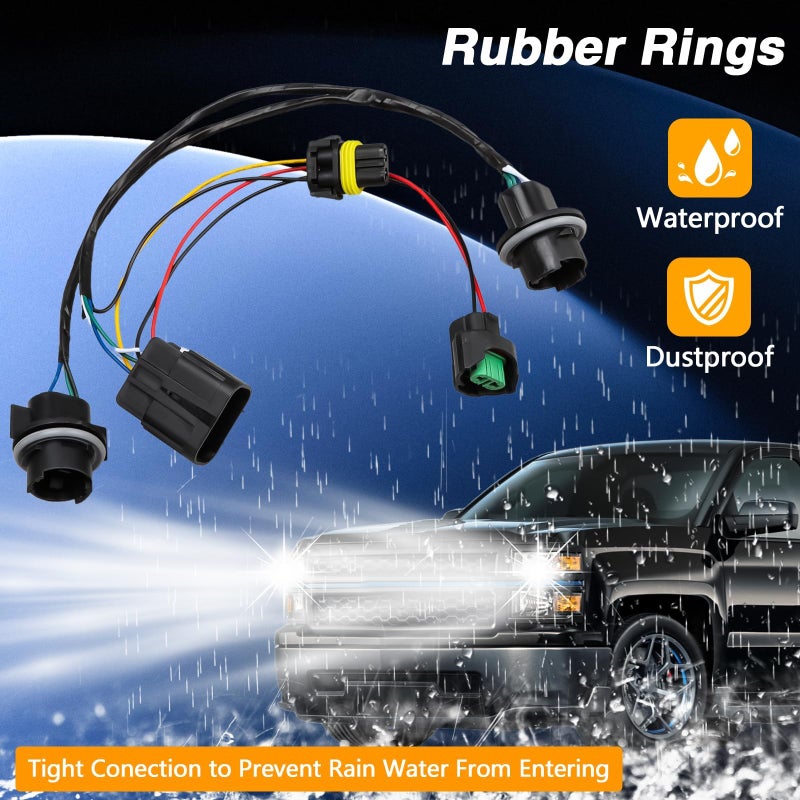 KPALAG 2PCS Headlight Wiring Harness Assembly Front Headlamp Socket Wire Compatible with Chevy Silverado 1500 2500HD 3500HD 2008 2009 2010 2011 2012 2013 2014 Replace# 15841609 25962806 645745 - Image 3