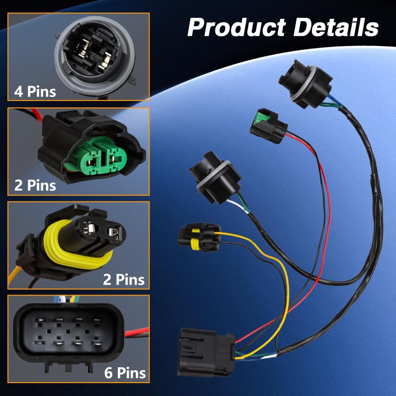 KPALAG 2PCS Headlight Wiring Harness Assembly Front Headlamp Socket Wire Compatible with Chevy Silverado 1500 2500HD 3500HD 2008 2009 2010 2011 2012 2013 2014 Replace# 15841609 25962806 645745 - Image 5