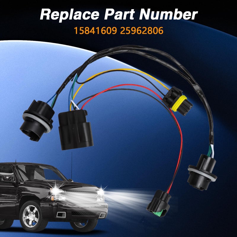 KPALAG 2PCS Headlight Wiring Harness Assembly Front Headlamp Socket Wire Compatible with Chevy Silverado 1500 2500HD 3500HD 2008 2009 2010 2011 2012 2013 2014 Replace# 15841609 25962806 645745 - Image 4