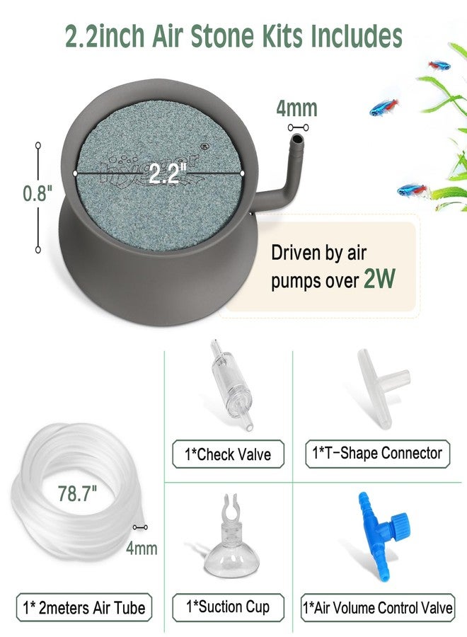 هايغر حجر تهوية لحوض السمك من هيجر، حجر فقاعات نانو، هادئ، فائق التركيز بالأكسجين المذاب، طقم موزع أكسجين عالي التركيز، مصنوع من الفولاذ المقاوم للصدأ، حجر تهوية نانو للأكسجين لحوض السمك والزراعة المائية - 2.2 بوصة - Image 3