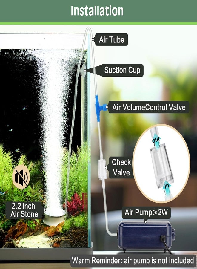 هايغر حجر تهوية لحوض السمك من هيجر، حجر فقاعات نانو، هادئ، فائق التركيز بالأكسجين المذاب، طقم موزع أكسجين عالي التركيز، مصنوع من الفولاذ المقاوم للصدأ، حجر تهوية نانو للأكسجين لحوض السمك والزراعة المائية - 2.2 بوصة - Image 5