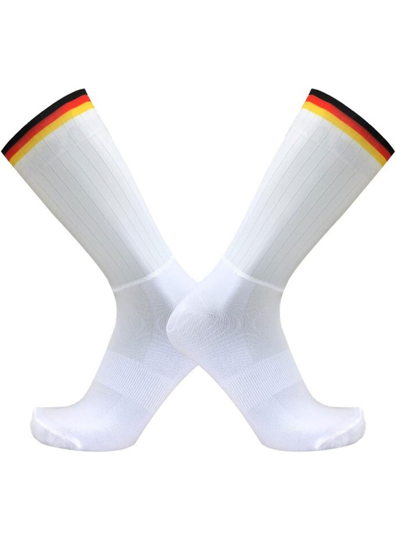 Men's Socks, Anti Slip Silicone Summer Aero Socks Cycling Socks Men Bicycle Sport Running Bike Socks (Color : White, Size : L 39-45) - Image 4