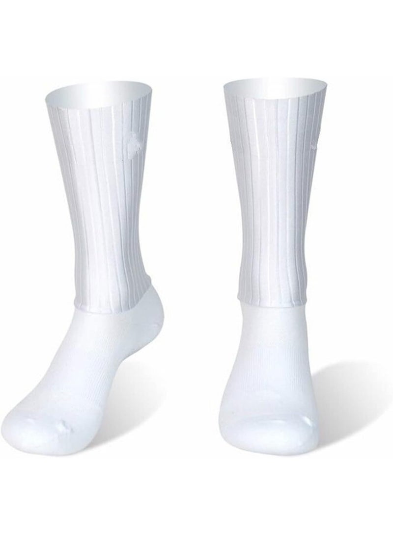 Men's Socks, Anti Slip Silicone Summer Aero Socks Cycling Socks Men Bicycle Sport Running Bike Socks (Color : White, Size : L 39-45) - Image 1