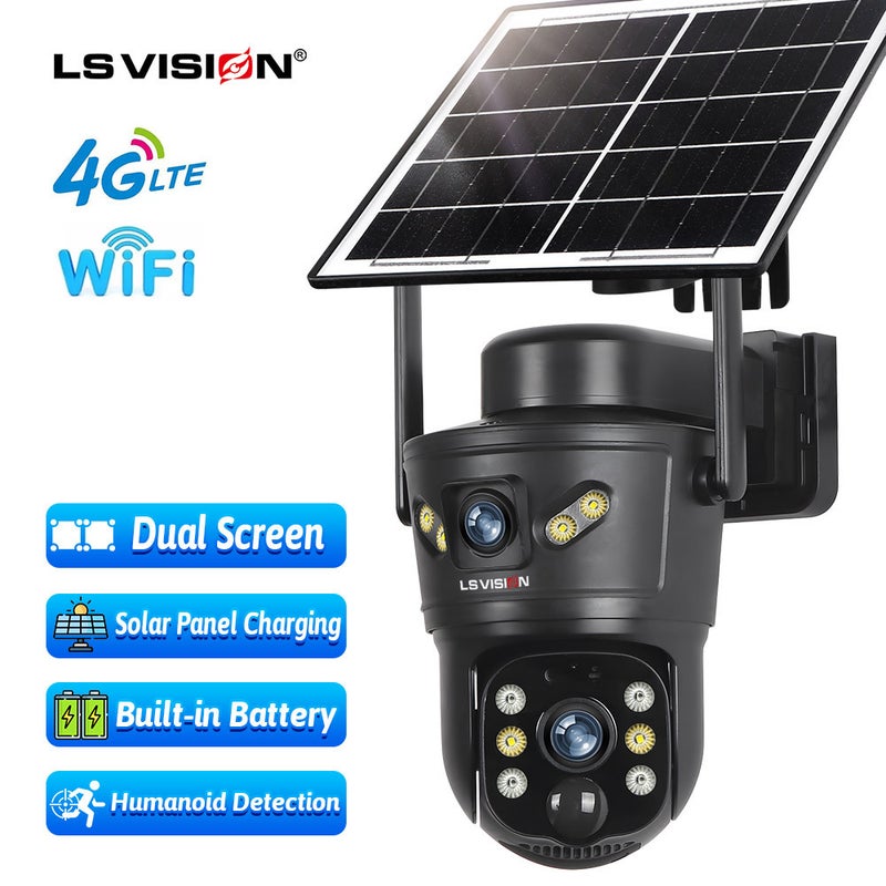 إل أس فيجين كاميرا لاسلكية بالطاقة الشمسية V380 4G - مراقبة خارجية مع رؤية ليلية بمسافة 25 مترًا - Image 1