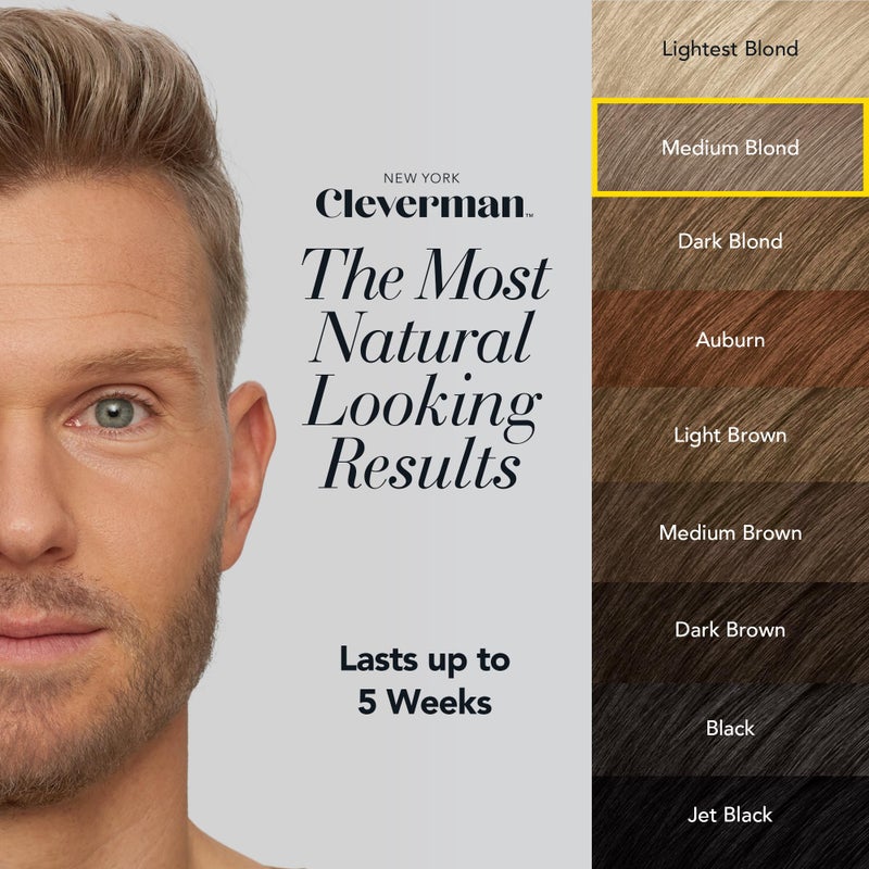 Cleverman Medium Blond All-in-One Reusable Kit for Men's Natural-Looking Gray Coverage - Professional-Quality Hair, Beard & Mustache Color, Ammonia-Free - Image 2