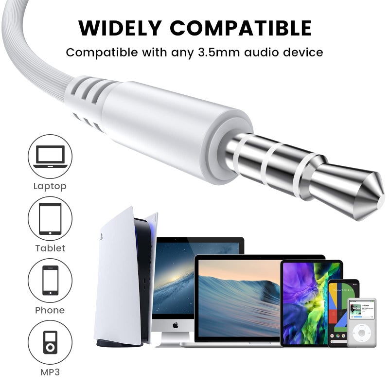 MOSWAG Wired Earbuds, 3.5mm Jack in-Ear Headphones with Microphone Volum Control Clear Calls Suitable for iPhone, iPad, Samsung, Computer, Laptop, School Students, White - Image 5
