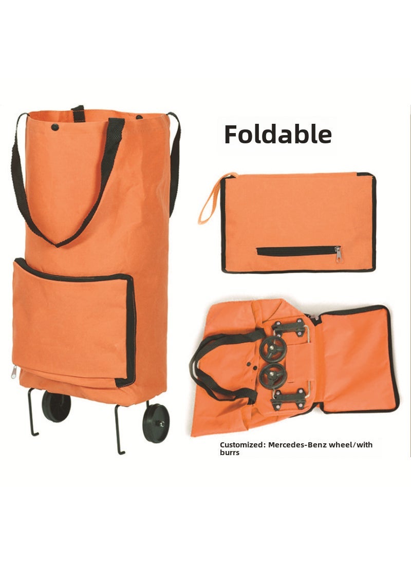 Generic Foldable Shopping Cart Bag with Wheels Orange bag style 