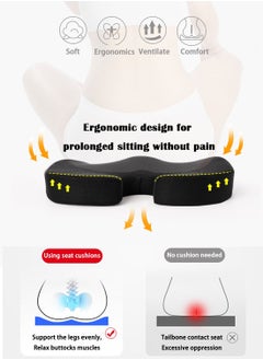 EqiEch 3D Mesh Covering Breathable Ergonomic Gel Enhanced Seat Memory Foam Black Cushion Is Ideal For Relieving Sciatica  - Image 2