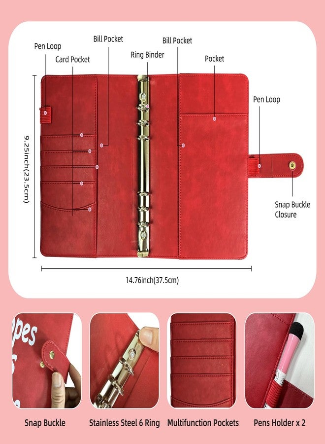 DONBAO 100 Envelopes Money Saving Challenge Binder - Fun, Easy Savings System to Save $5,050, $10,000, $500, $1,000, A5 Budget Binder Planner Book Tracker with Cash Envelopes, Guide & Progress Chart (Red) - Image 3