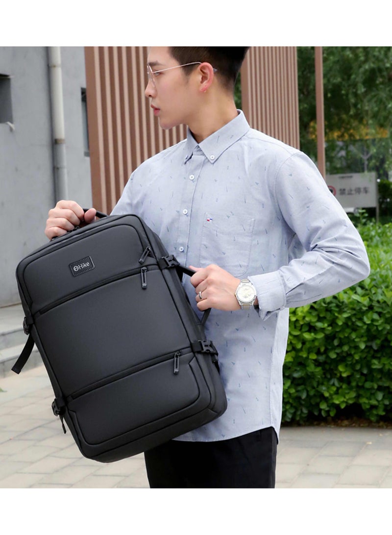 HIKE Premium Unisex Backpack Water Resistant Laptop Daypack with 360° Degree Opening and Separate Laptop Compartment for Travel/Business/College, HK2026-BLACK - Image 2