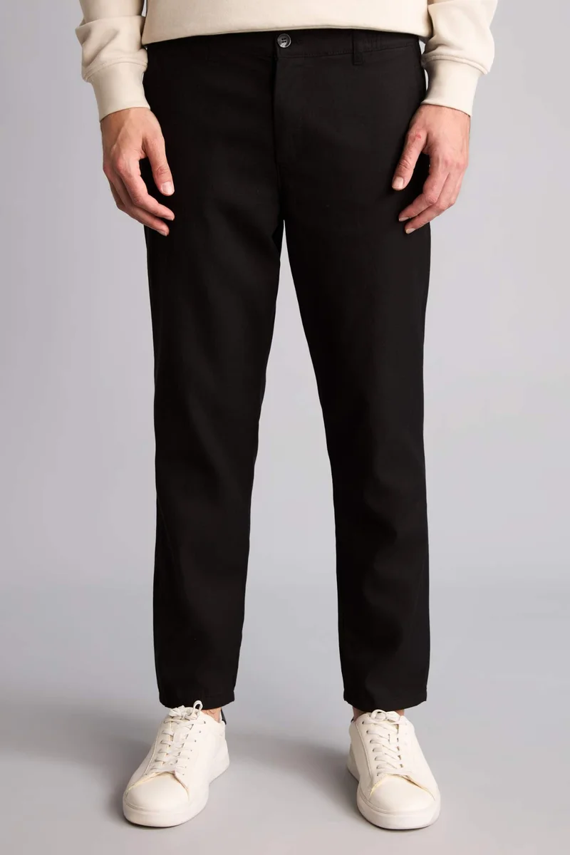 Defacto  Regular Fit Elastic Waist Straight Leg Trousers for Men | Best Price UAE