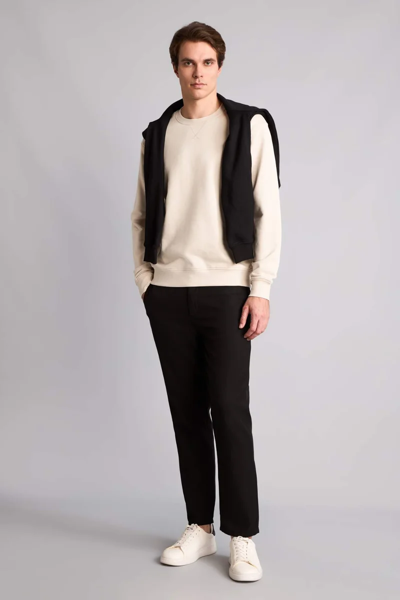 Defacto  Regular Fit Elastic Waist Straight Leg Trousers for Men | Best Price UAE