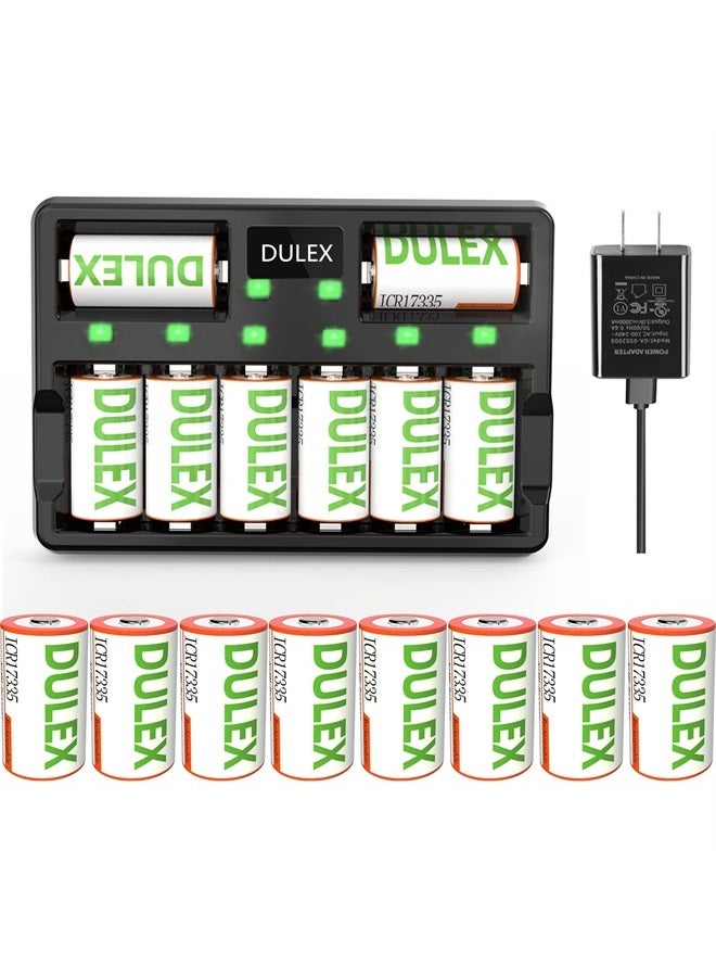 DULEX 123A Rechargeable Batteries, DULEX 16-Pack ICR17335 NiMh Batteries Rechargeable and Charger for Arlo VMS3130 VMC3030 3200 3330 3430 3530 Security Cameras, Alarm System, Flashlight - Image 1