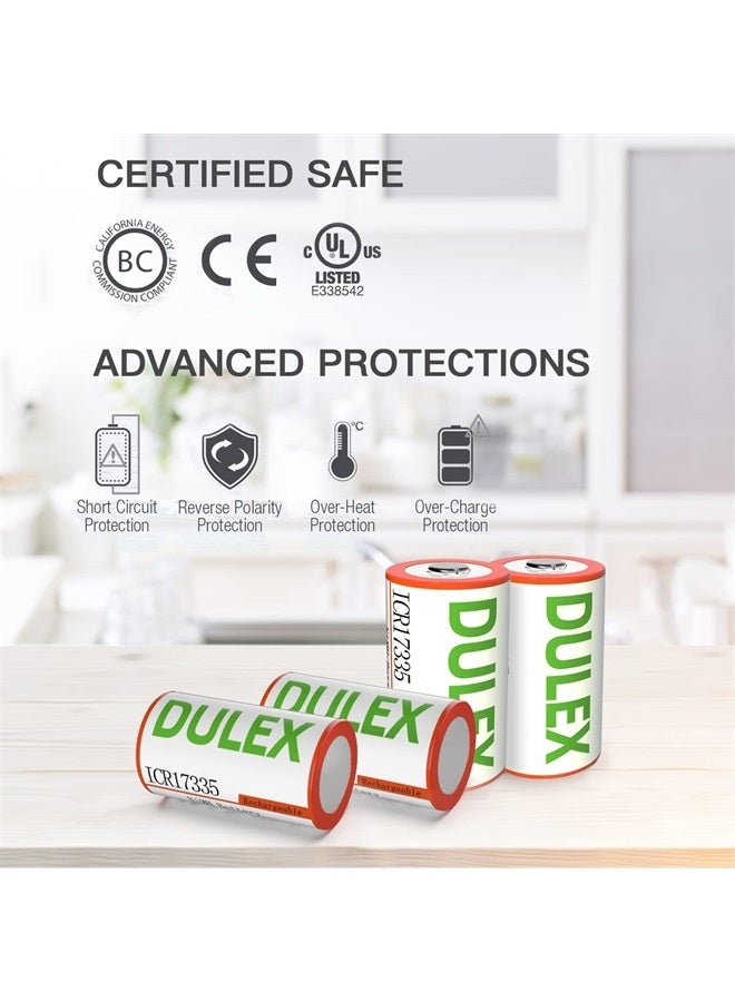 DULEX 123A Rechargeable Batteries, DULEX 16-Pack ICR17335 NiMh Batteries Rechargeable and Charger for Arlo VMS3130 VMC3030 3200 3330 3430 3530 Security Cameras, Alarm System, Flashlight - Image 3