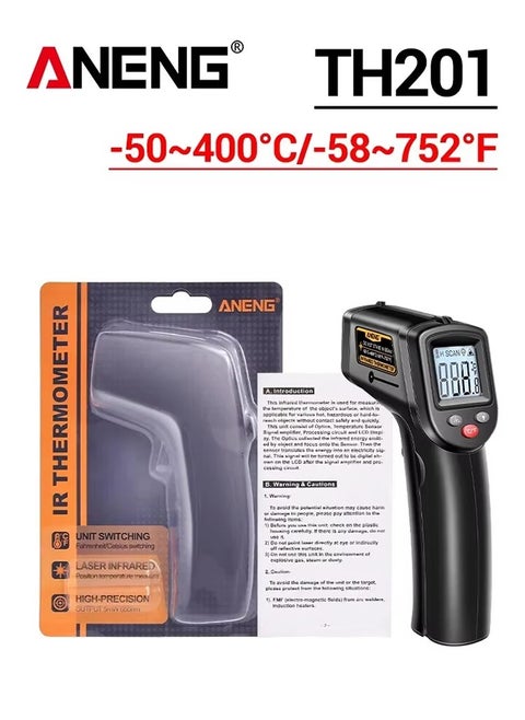 ANENG TH201 Celsius Display Digital Infrared Thermometer Highly Sensitive Non-contact Temperature Measuring Gun Hygrometer