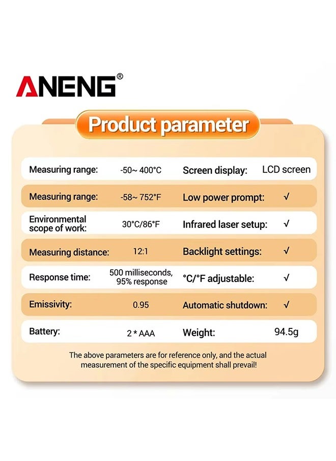 ANENG - ANENG TH201 Celsius Display Digital Infrared Thermometer Highly Sensitive Non-contact Temperature Measuring Gun Hygrometer - Image 1