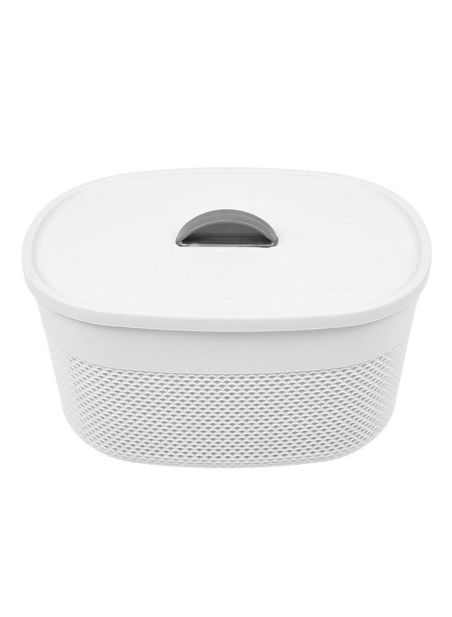 Kuber Industries Unbreakable Small Multipurpose Storage Baskets with lid|Design-Netted|Material-Plastic|Shape-Oval|Color-Grey|Pack of 3 - Image 2