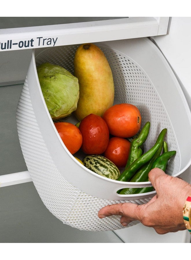 Kuber Industries Unbreakable Small Multipurpose Storage Baskets with lid|Design-Netted|Material-Plastic|Shape-Oval|Color-Grey|Pack of 3 - Image 3