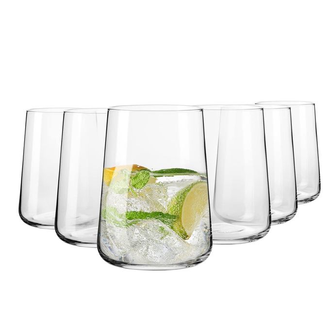 Krosno Water Glasses, Set of 6, 16.6 fl oz, Water Drinks Juice, Infinity Collection, Lead-Free Lightweight Glass, Everyday Drinking Glass, Dishwasher Safe, Made in Europe - Image 1
