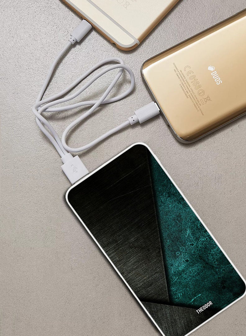 Theodor بنك طاقة فائق السرعة بسعة 10,000 مللي أمبير مع شحن سريع وتوصيل الطاقة، شاحن محمول لهواتف آيفون وأندرويد، نمط أسود داكن أخضر - Image 2