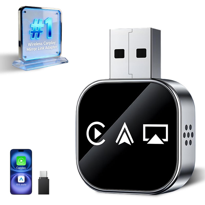 VOOYVEX Wireless Carplay Adapter Screen Mirroring Adapter for Car Mirror Phone to Car Screen 2026 Auto Linker Pro 3 in 1 Bluetooth USB Apple Carplay and Android Auto Watch Tv Airplay Smart Box - Image 1
