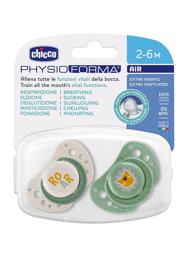 Chicco Pack Of 2 Physioforma Air Silicone Soother, 2 - 6 M, Green  - Image 2