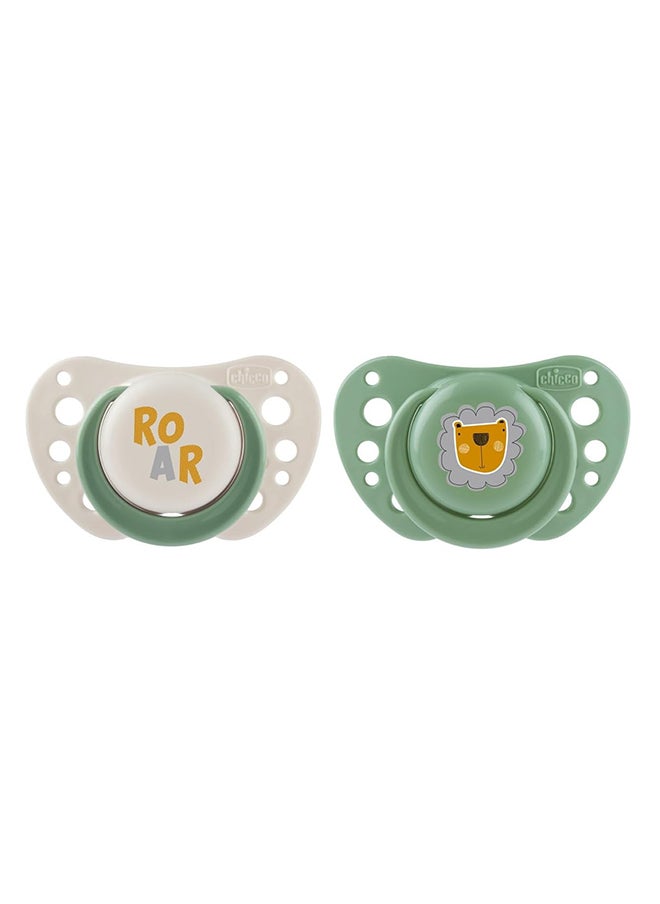 Chicco Pack Of 2 Physioforma Air Silicone Soother, 2 - 6 M, Green  - Image 1