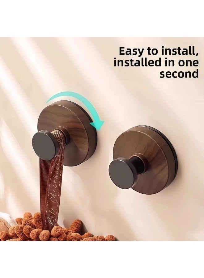 4-Pack No-Drill Suction Cup Hooks – 10 lbs Weight Capacity, Wood-Grain & Black Finish, Waterproof & Rustproof, Reusable Adhesive Hooks for Bathroom, Shower, Kitchen, Mirror & Glass – Damage-Free Hanging for Towels, Robes, Bags & Hats (Wood + Black) - Image 3