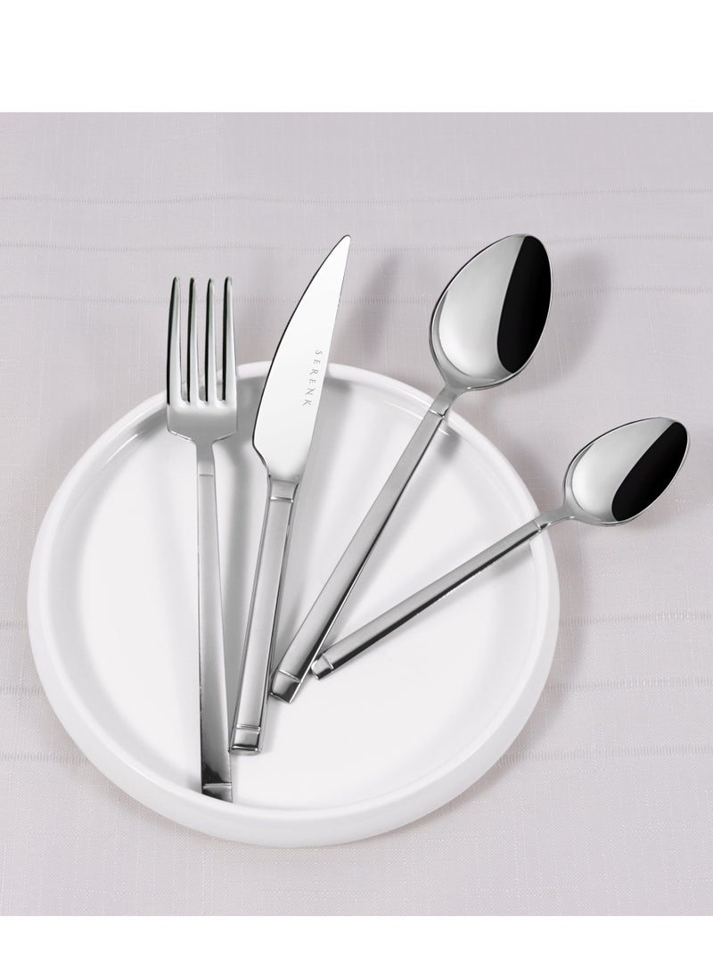 Serenk Serenk Barcelona 24-Piece Premium 18/10 Stainless Steel Cutlery Set - Sleek, Durable Flatware for Modern Dining  - Image 2