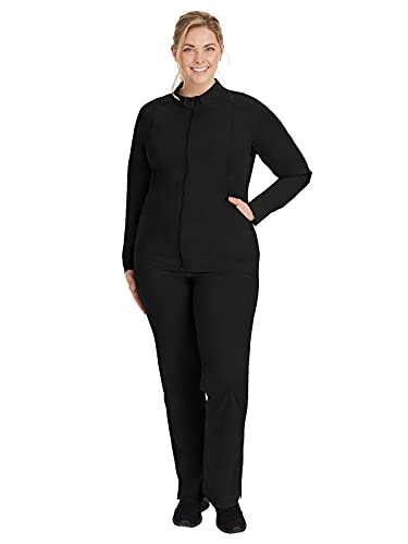 Healing Hands Women's Scrub Jacket, Zip-Up Front with 2-Way Stretch Comfort & Big Kangaroo Pockets Plus Size 5038, XX-Large, Black - Image 3