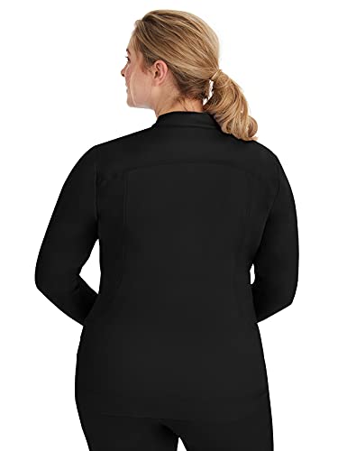 Healing Hands Women's Scrub Jacket, Zip-Up Front with 2-Way Stretch Comfort & Big Kangaroo Pockets Plus Size 5038, XX-Large, Black - Image 2