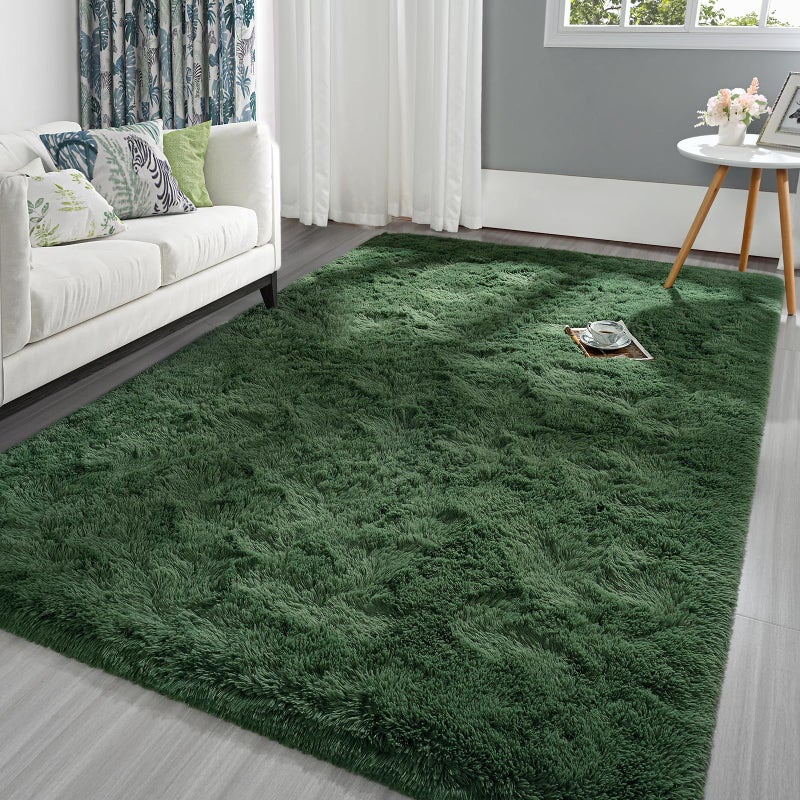 Pettop Fluffy Deep Green Area Rug for Bedroom Living Room 5x8 Feet Soft Plush Fuzzy Rugs for Girls Kids Boys NonSlip and Washable Rug for Nursery Classroom Carpet for Rooms Decor