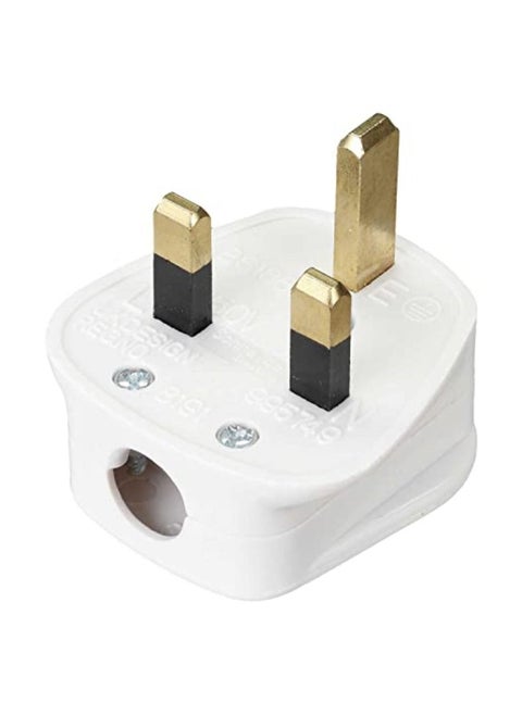 Fused Plug 13A White Top 3 Pin Plug Connector Cord Adapter Electrical Plug Socket