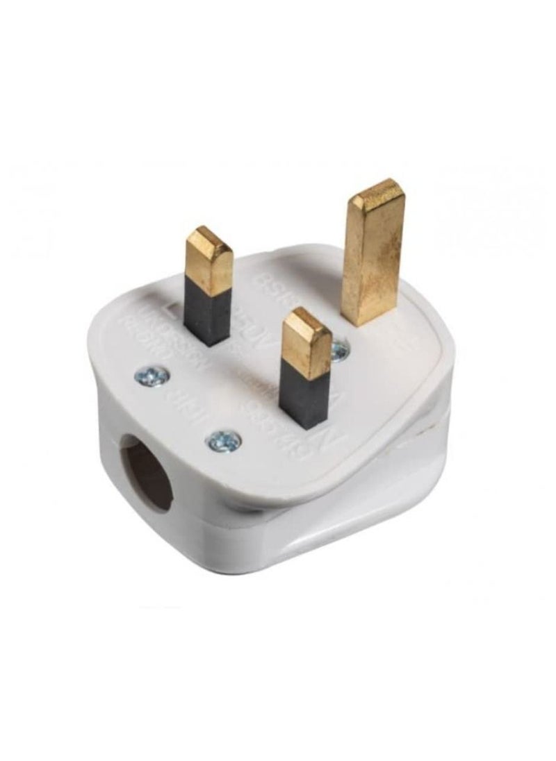 Generic - Fused Plug 13A White Top 3 Pin Plug Connector Cord Adapter Electrical Plug Socket - Image 1