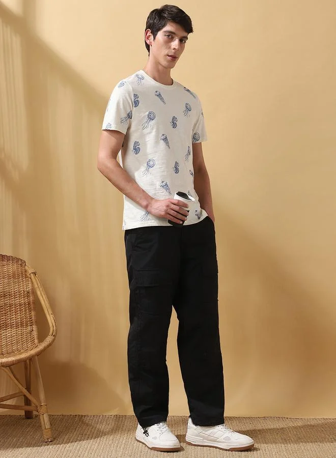 دينيس لينغو تيشيرت رجالي قطن % بطبعة مقاس عادي