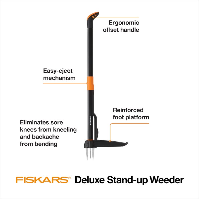 Fiskars 4-Claw Stand Up Weed Puller Tool, Gardening Hand Weeding Tool with 39" Long Ergonomic Handle with Easy-Eject Mechanism - Image 5