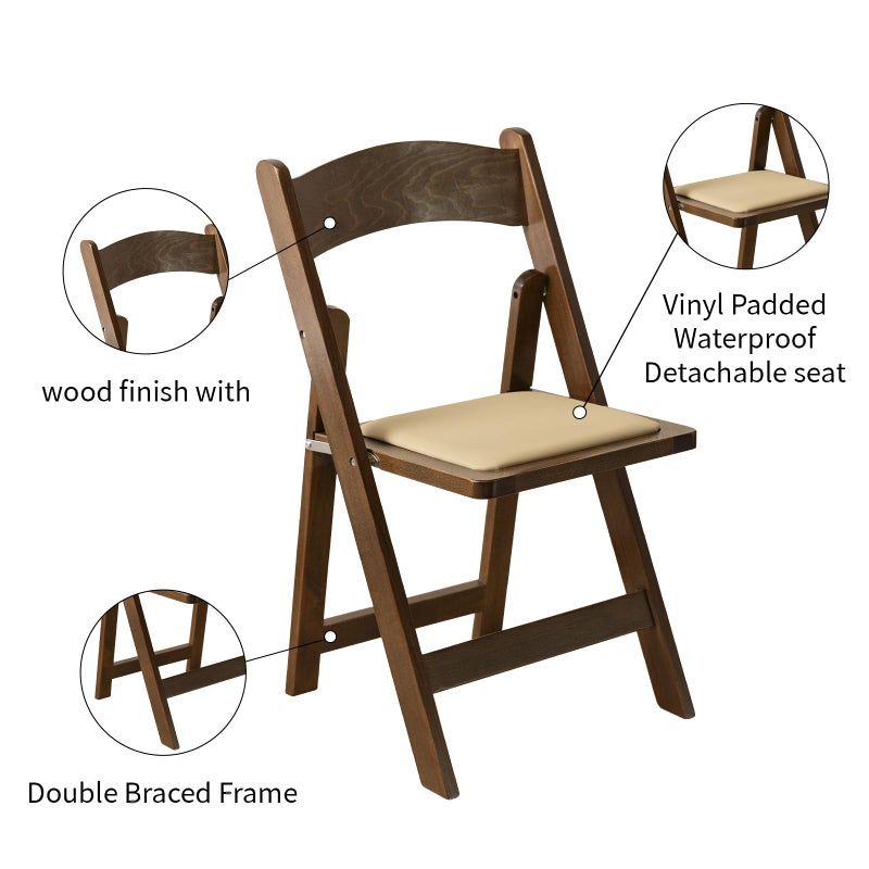 GTNSAFP Wooden Folding Chair with Soft Cushion, Simple and Stylish, Comfortable and Durable, Suitable for Weddings, banquets and Events,Classic-Fruitwood, Set of 2 - Image 3