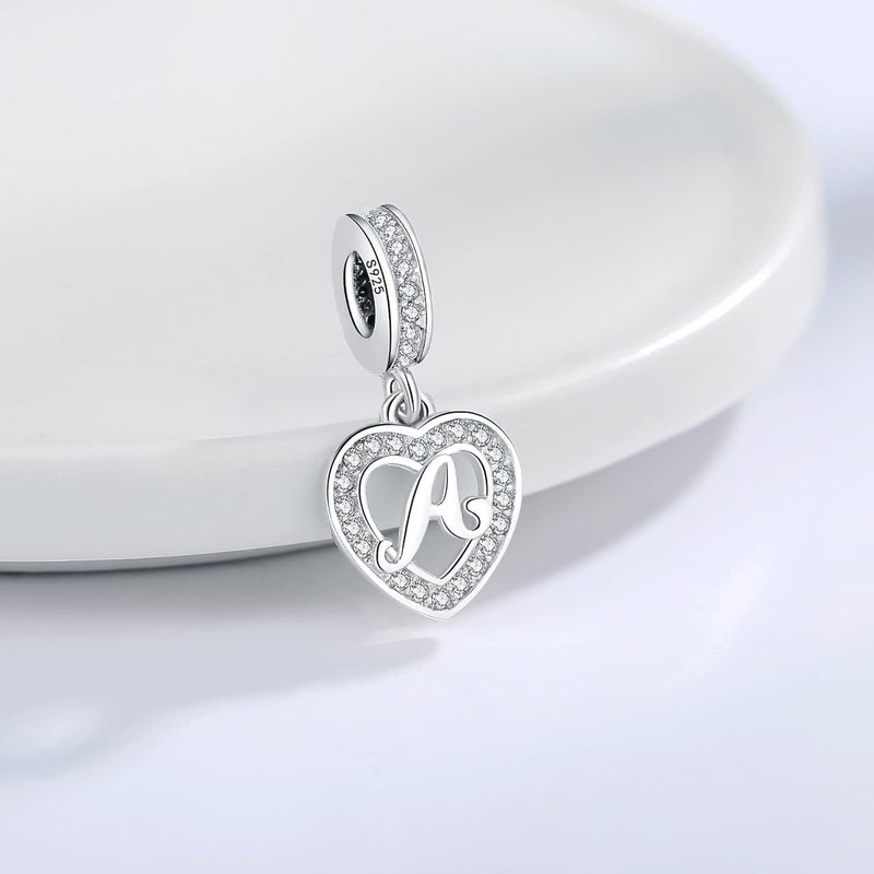 RLCCLR 925 Sterling Silver Letter Charms A~Z Alphabet Charm Letter Beads fit Pandora European Bracelets fit Wife Mom Christmas Birthday Gift - Image 4