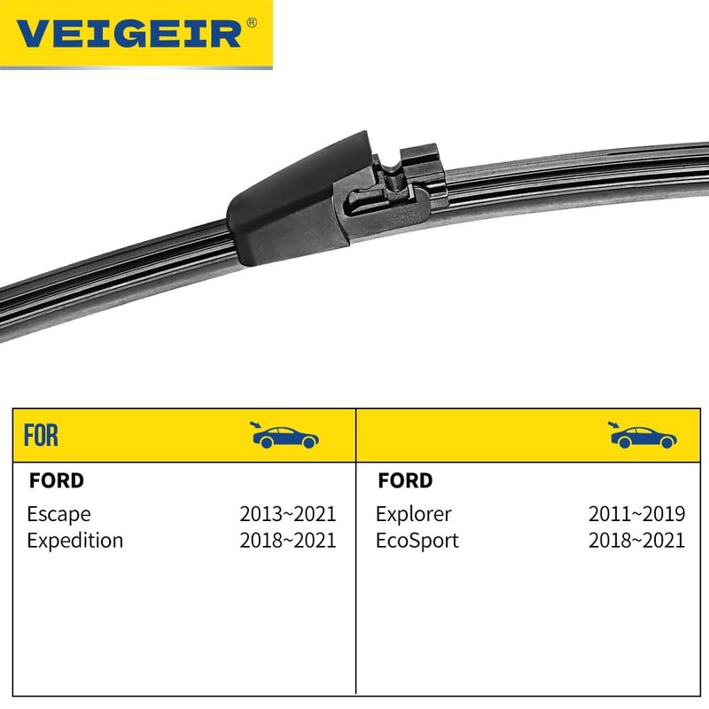 VEIGEIR 11" Rear Wiper Blade Compatible with Ford Escape 2013-2021,Expedition 2018-2021,Explorer 2011-2019,EcoSport 2018-2021 Back Window Wiper blades A281H - Image 3