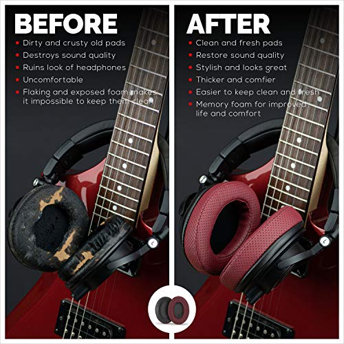 Brainwavz Replacement Memory Foam Earpads - Suitable for Many Other Large Over The Ear Headphones - AKG, HifiMan, ATH, Philips, Fostex (Perforated Red) - Image 4