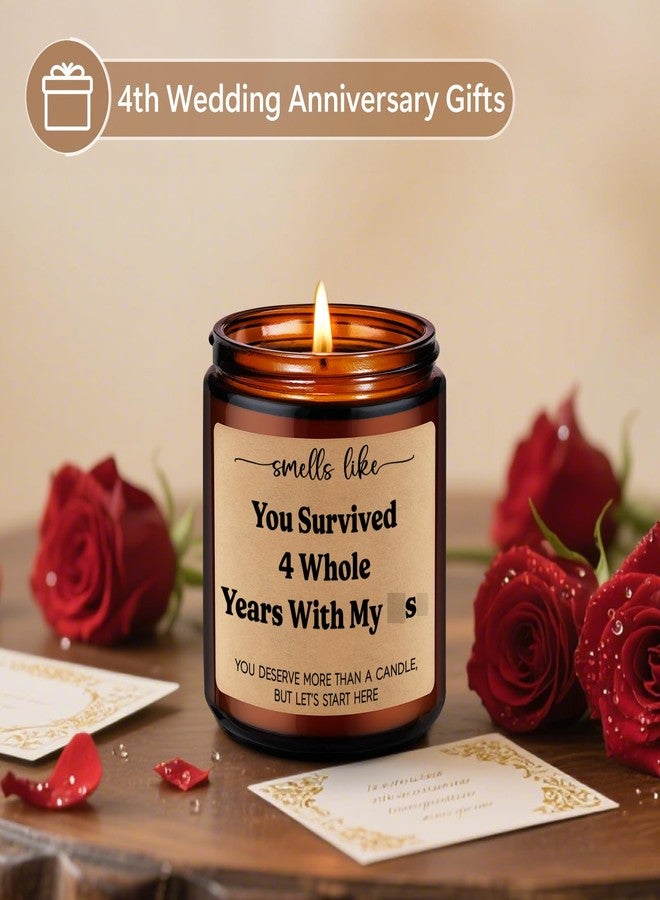 LEADO Fourth Anniv. Candle - 4 Year Anniversary Candle Gifts for Her Him Boyfriend Girlfriend, Happy 4th Anniversary Wedding Gifts for Husband Wife Couple - Funny 4th Anniv. Presents for Women Men - Image 5