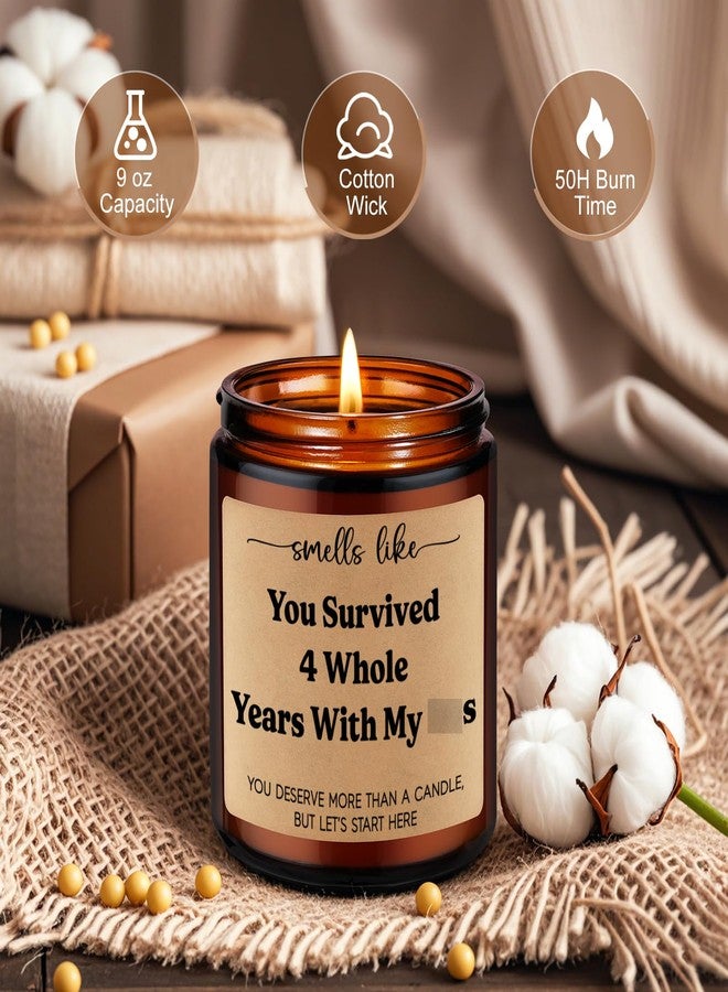LEADO Fourth Anniv. Candle - 4 Year Anniversary Candle Gifts for Her Him Boyfriend Girlfriend, Happy 4th Anniversary Wedding Gifts for Husband Wife Couple - Funny 4th Anniv. Presents for Women Men - Image 3
