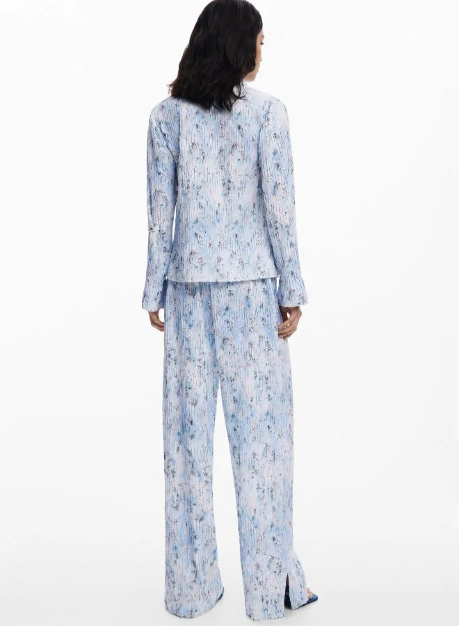 Desigual blue / white Pleated Long Pants for Women | Best Price UAE