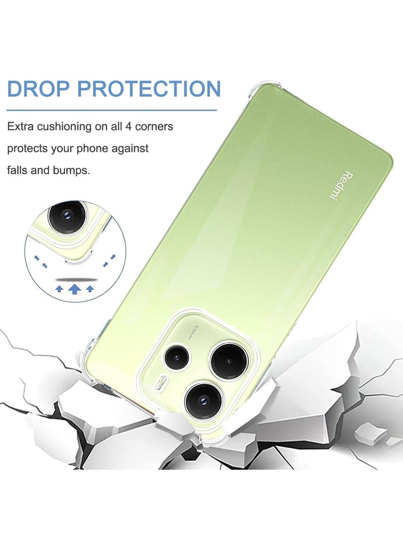 Transparent case compatible with Xiaomi Redmi Note 14 4G, ultra-thin thermoplastic polyurethane case, air cushion protection, [does not yellow easily] transparent shockproof mobile case - Image 3