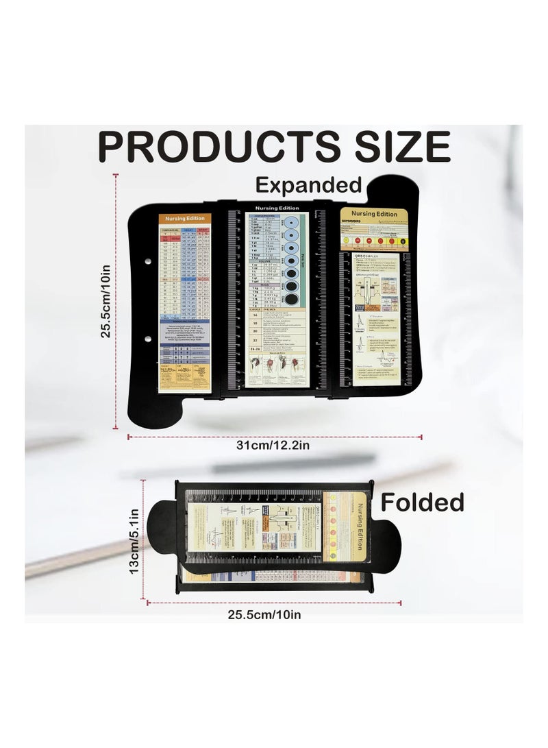 SOLARAE لوحة ملاحظات قابلة للطي للممرضات، لوحة طبية من الألمنيوم مع أوراق الغش لإصدار التمريض، لوحة ملاحظات قابلة للطي للممرضات والأطباء وهدايا طلاب التمريض، سوداء، لوحة ملاحظات ثلاثية الطي للممرضات (1 عبوة)  - Image 5