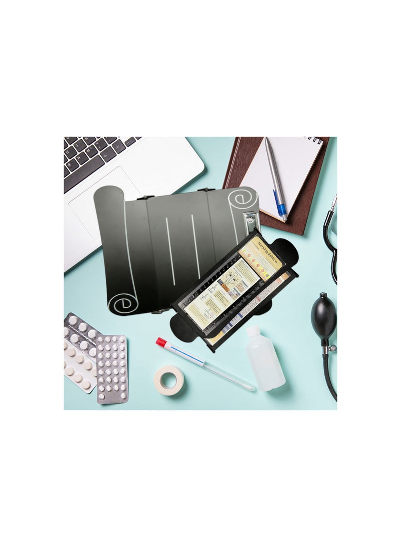 SOLARAE لوحة ملاحظات قابلة للطي للممرضات، لوحة طبية من الألمنيوم مع أوراق الغش لإصدار التمريض، لوحة ملاحظات قابلة للطي للممرضات والأطباء وهدايا طلاب التمريض، سوداء، لوحة ملاحظات ثلاثية الطي للممرضات (1 عبوة)  - Image 4