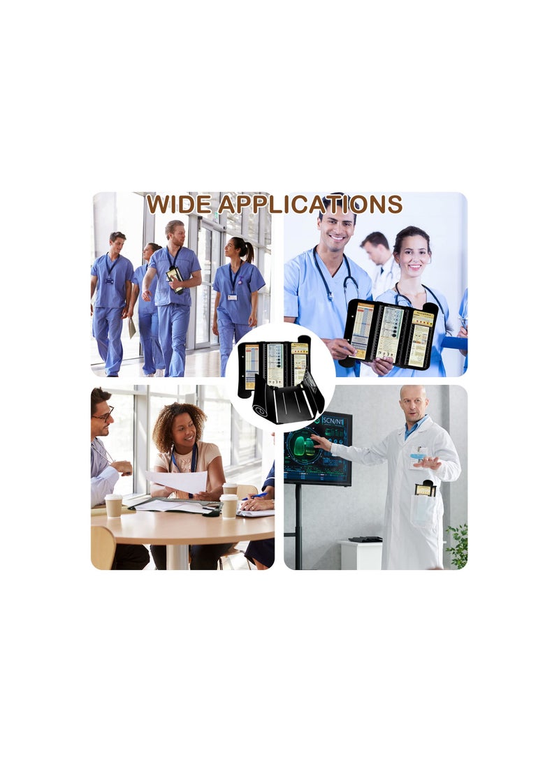 SOLARAE لوحة ملاحظات قابلة للطي للممرضات، لوحة طبية من الألمنيوم مع أوراق الغش لإصدار التمريض، لوحة ملاحظات قابلة للطي للممرضات والأطباء وهدايا طلاب التمريض، سوداء، لوحة ملاحظات ثلاثية الطي للممرضات (1 عبوة)  - Image 2