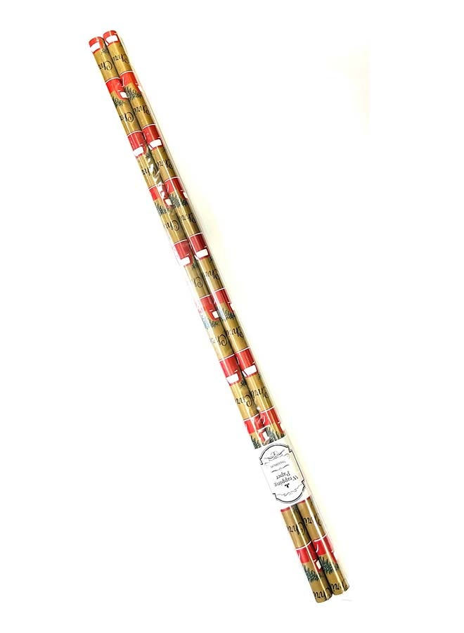 2-Piece Gift Wrapping Paper Roll For Christmas 70X100Cm Size Gold