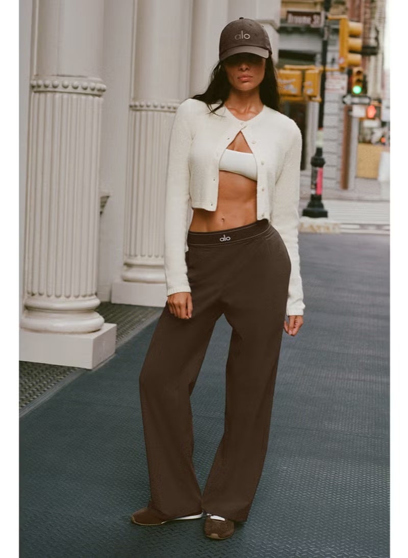 Alo Yoga Thin Loose Straight Wide Leg Yoga Pants Elastic Waist Quick Dry Casual Trousers - Image 1