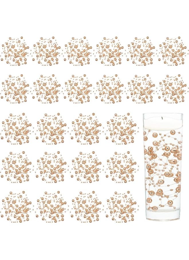 The Bros 24 Pcs Artificial Pearl String for Floating Candle Faux Pearls Beads String Pearl Party Garland Decoration for Vases Filler Wedding Centerpiece Christmas Party Decor (Rose Gold)  - Image 1